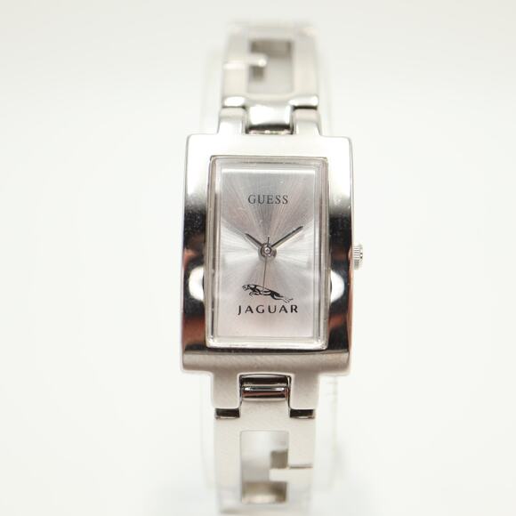 Guess Jaguar Racing Logo Silver Tone 18mm Rectangle Watch Bracelet w New Battery - Picture 6 of 15